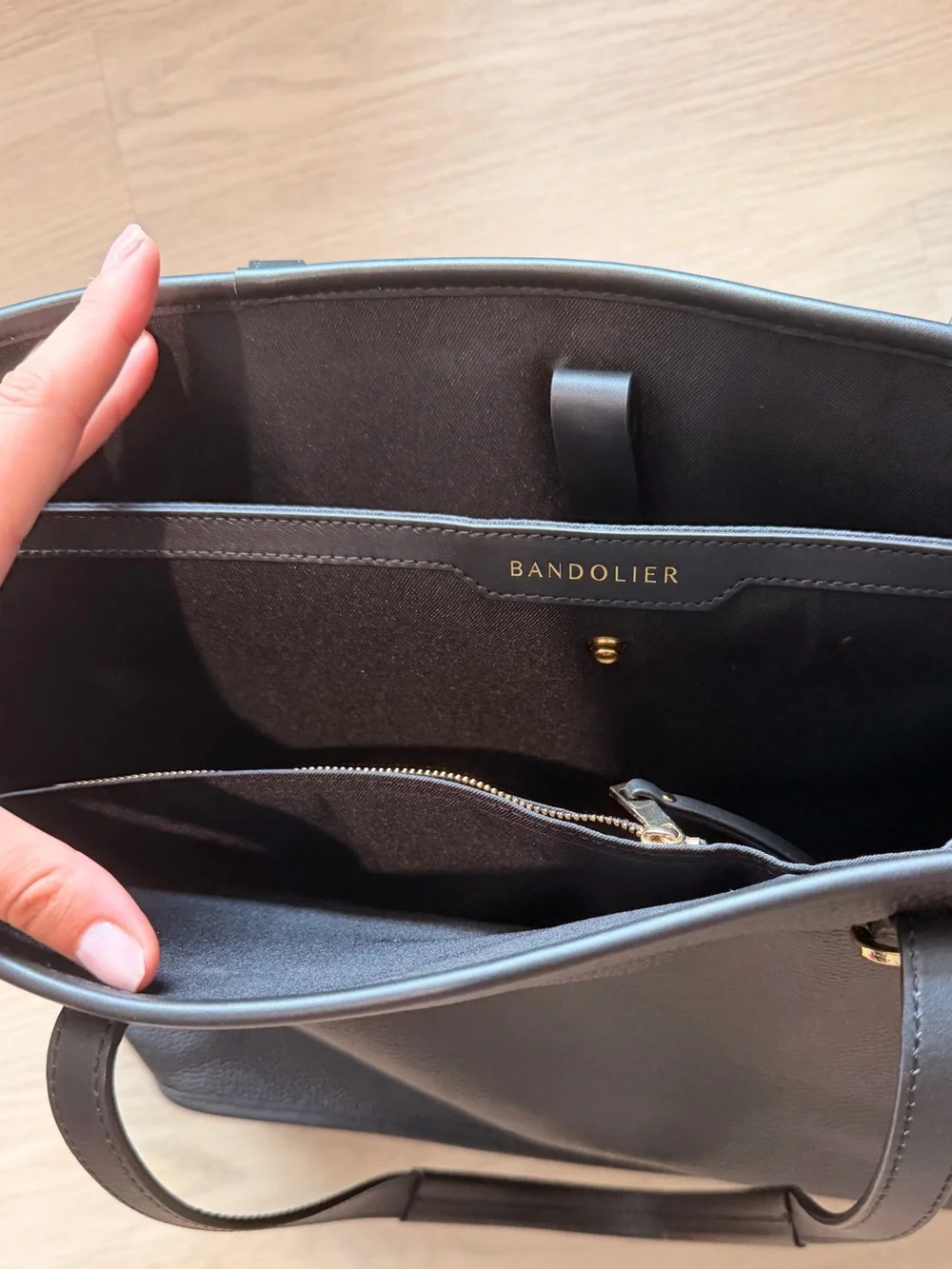 Bandolier Black Leather Laptop Tote